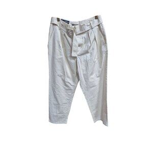 Who What Wear Womens Tapered Trousers Size 8 Beige Cotton Blend